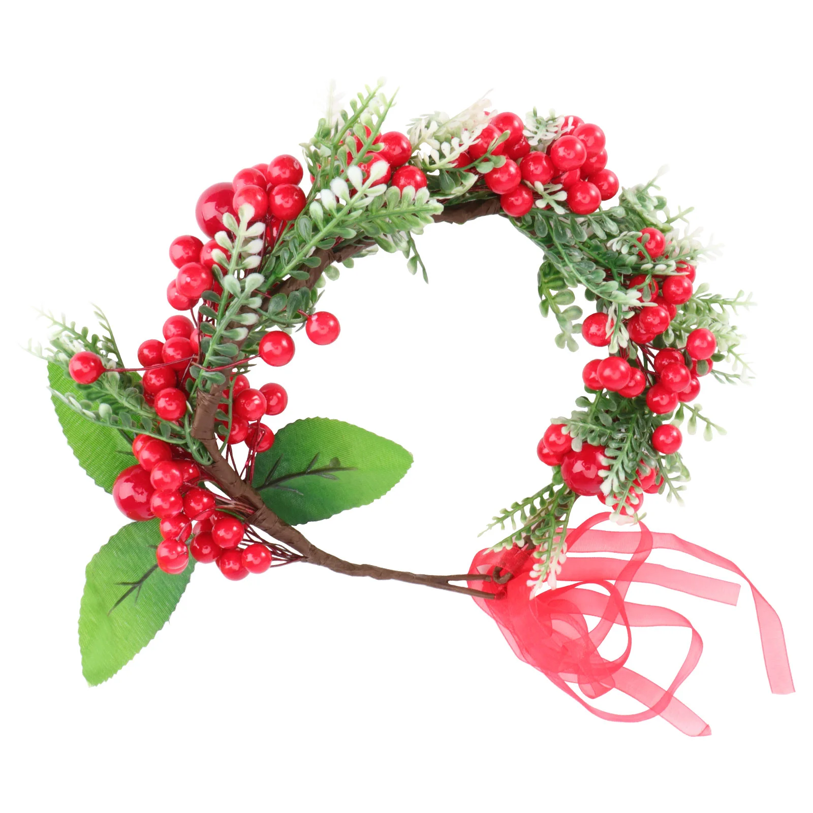 

Flower Wreath Wedding Berries Christmas Headpiece Headband Bridesmaid Berry Hair Floral Red Headpieces Women Accessory Garland
