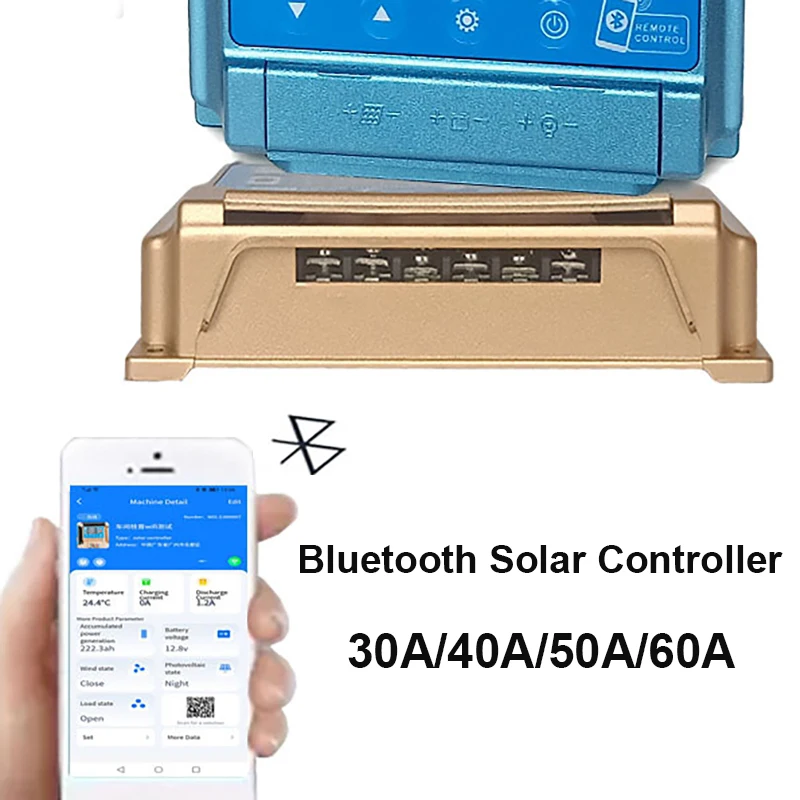 Контроллер заряда солнечной батареи 12 в 24 Bluetooth MPPT 30 А 40 50 60 с ЖК-дисплеем высокой