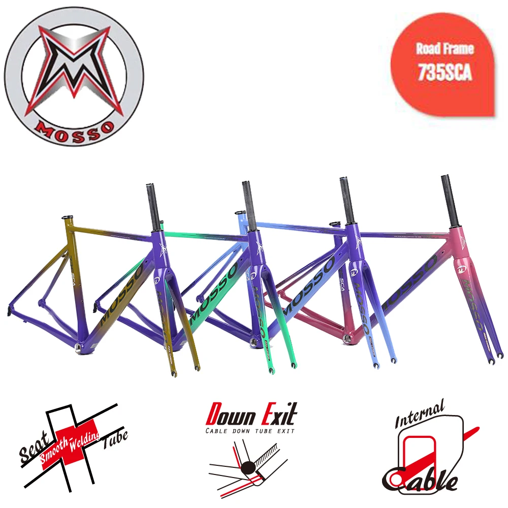 

700C Mosso 735SCA Road Bike Frame With Carbon Fork Aluminum Alloy Internal Routing Frame Bicycle Parts