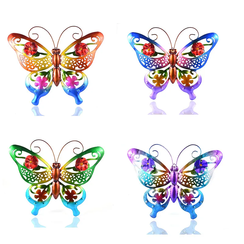 

Nordic Hollow Creative Painted Butterfly Iron Ornaments Home Decoration Garden Metal Butterfly Wall Hanging Crafts Decoration