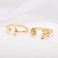 hot sell star moon rings for women open adjustable sun butterfly ring wedding finger accessories fashion lady party jewelry gift
