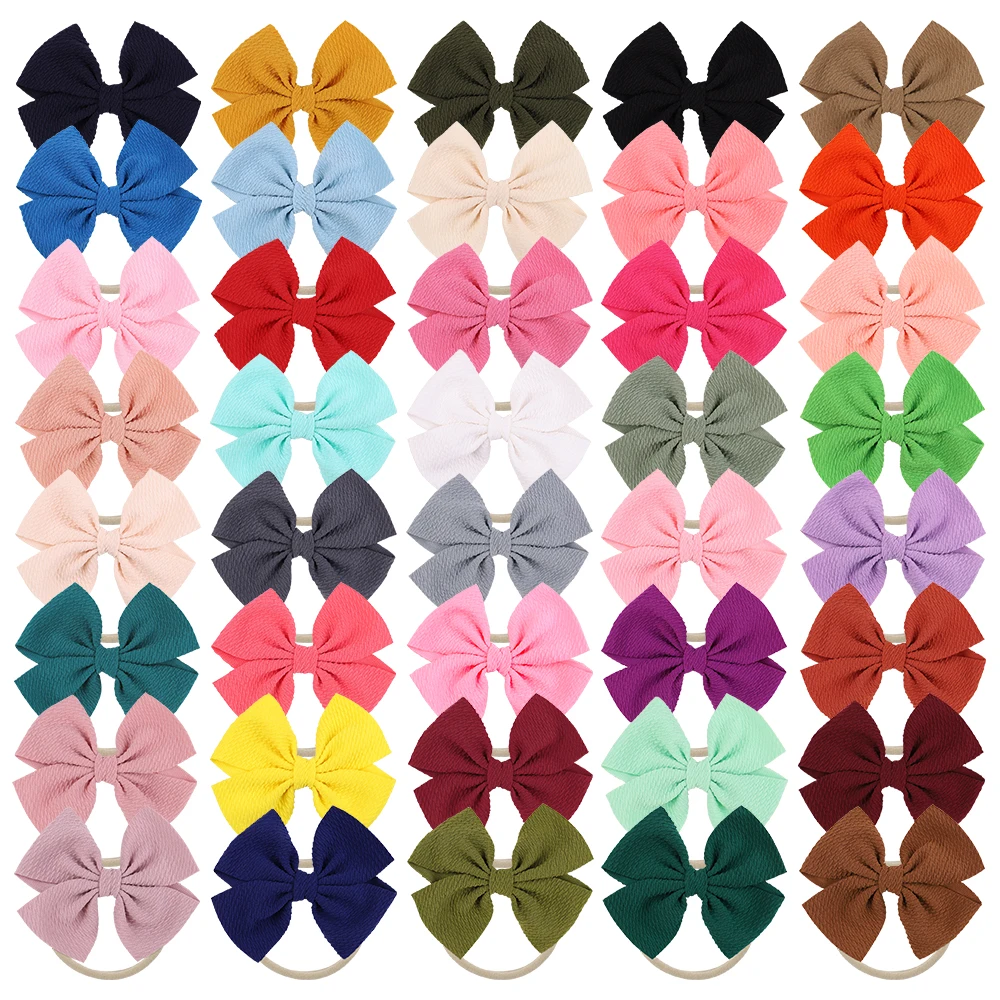 

Wholesale 4.5Inches Solid Color Bows Headband For Kids Girls Cotton Bowknot Elastic Hair Band Boutique Headwear Hair Accessories