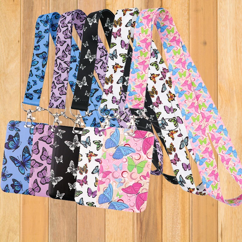 

A0593 Fashion Butterfly Lanyard Keychain Neck Strap for Keys ID Card Holder Key Cord Hang Rope Lariat Phone Straps Accessories