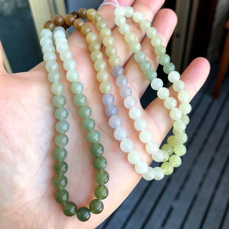 Браслет из натуральных нефритовых бусин Duobao 6 мм постепенное изменение цвета