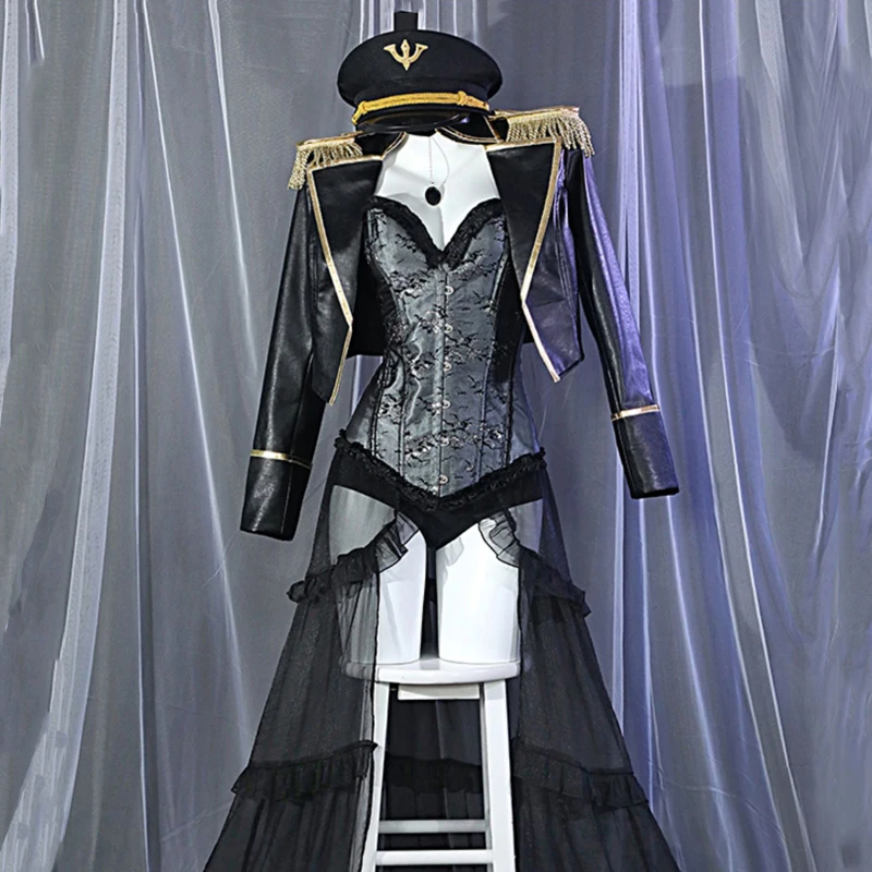 Anime My Dress-up Darling Marin Kitagawa Cosplay Costumes Sexy Cool Black Lobelia Military Uniform Kuroe Shizuku Cosplay Wig