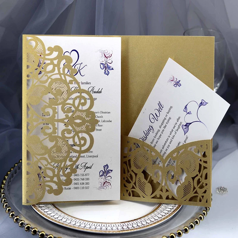 

10pcs Invitations Wedding Birthday Baptism Invitation Card and Envelope with RSVP Greeting Cards Gift Card for Party Decoration