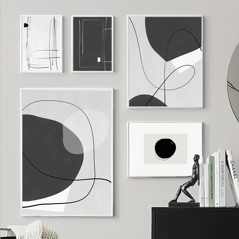 

Line Round Color Block Modern Abstract Wall Art Canvas Painting Nordic Posters And Prints Wall Pictures For Living Room Decor|