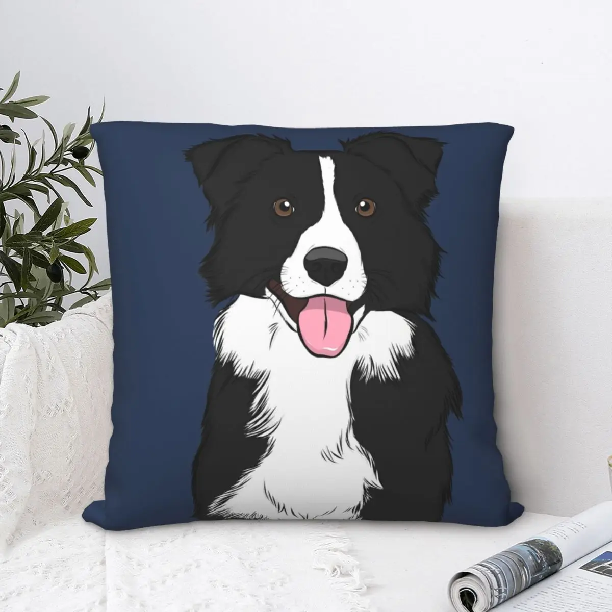 

Border Collie Throw Pillow Polyester Home Decor Pillow Case Home Cushion Cover 45*45cm