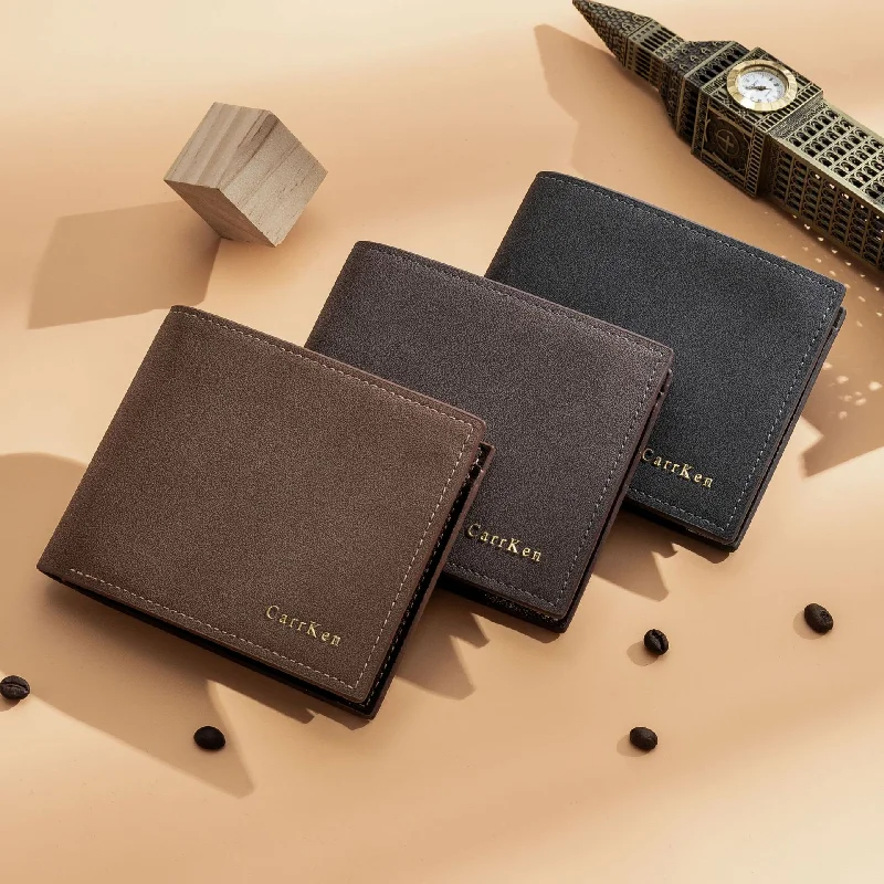 

Men's Wallet Retro Short Matte Wallet Male Thin Dark Plaid Daily Versatile Multi Card Holder PU Coin Purse