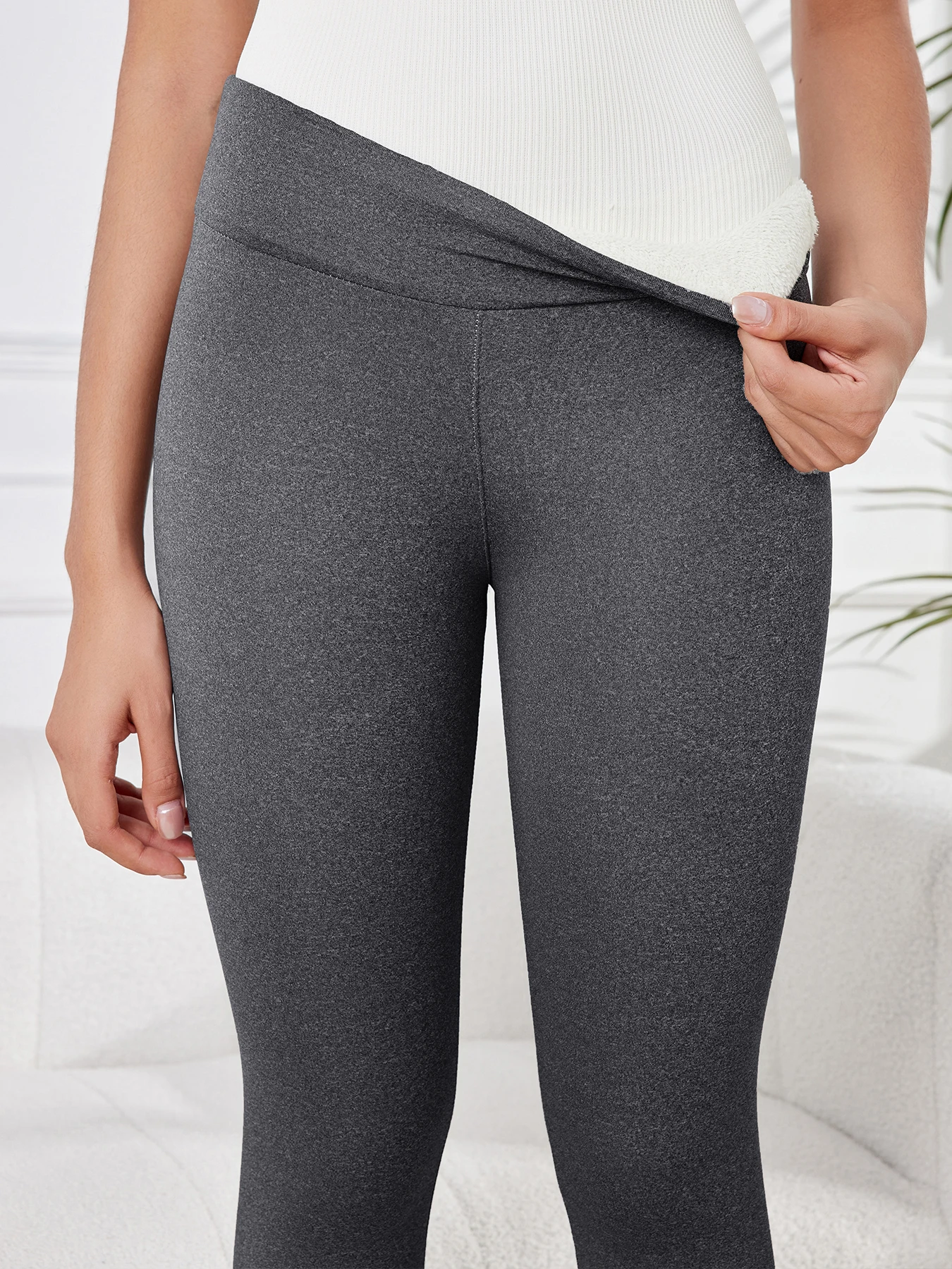 Зима 2024 толстые женские леггинсы с высокой талией и бесшовным полиэстеровым