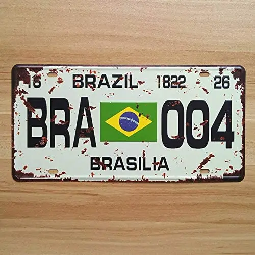 Ретро металлические автомобильные знаки Bra-004 Brasilia Бразилия винтажные жестяные