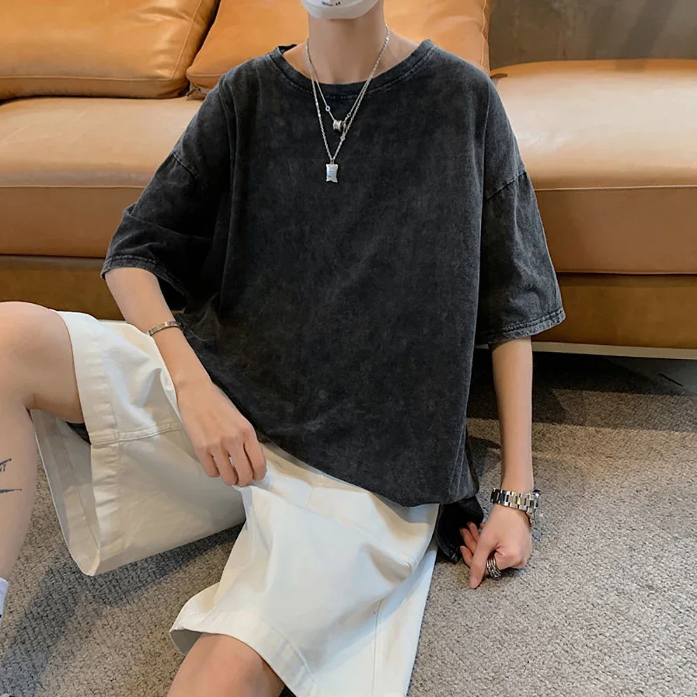 Футболка мужская свободного покроя хлопок 100% короткий рукав стиль хип-хоп