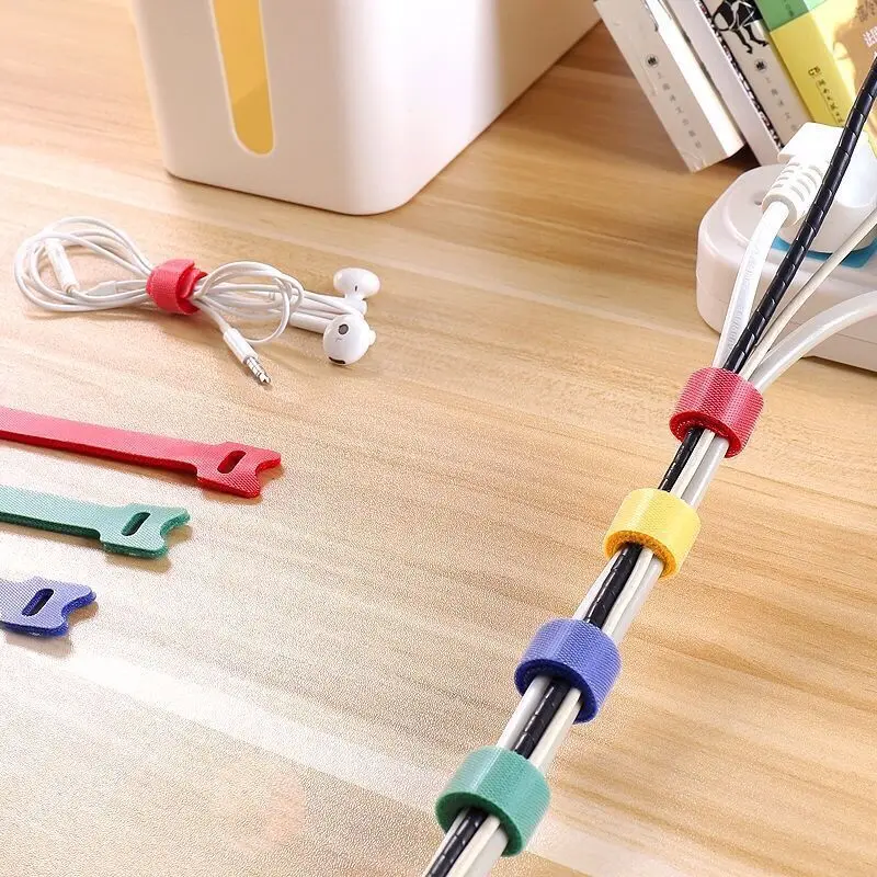 hook and loop cable tie data cable storage charging cable strap winder computer cable fixing wire organizer finishing artifact free global shipping