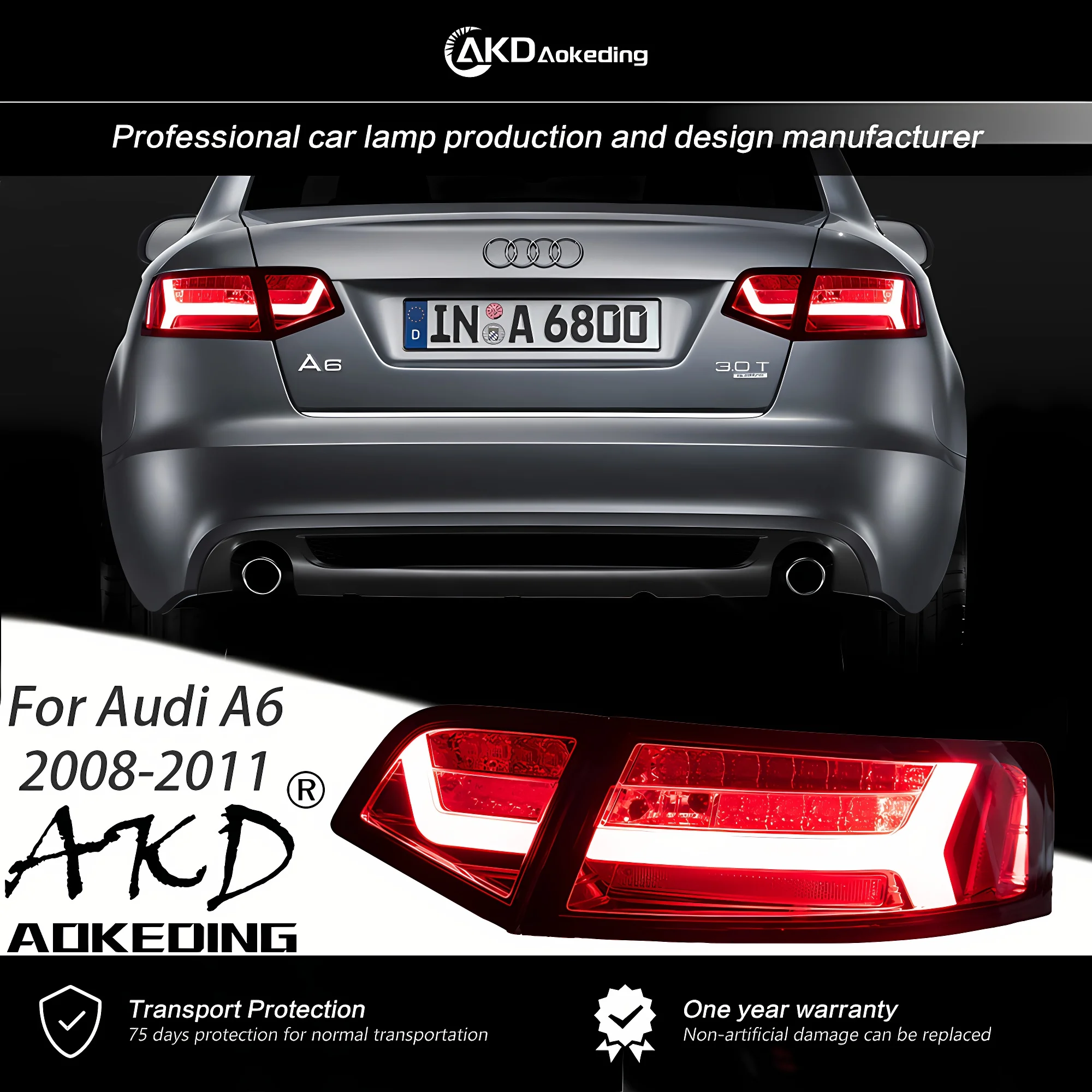 Лампа Налобная AKD для Audi A6 A6L 2008-2011 DRL H7