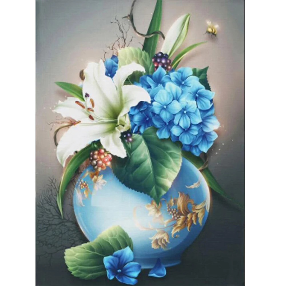 

Full 5D DIY Diamond Painting Cross Stitch Kits A Vase of Flower of Rhinestones Mosaic Art Drill Diamond Embroidery Home Decor