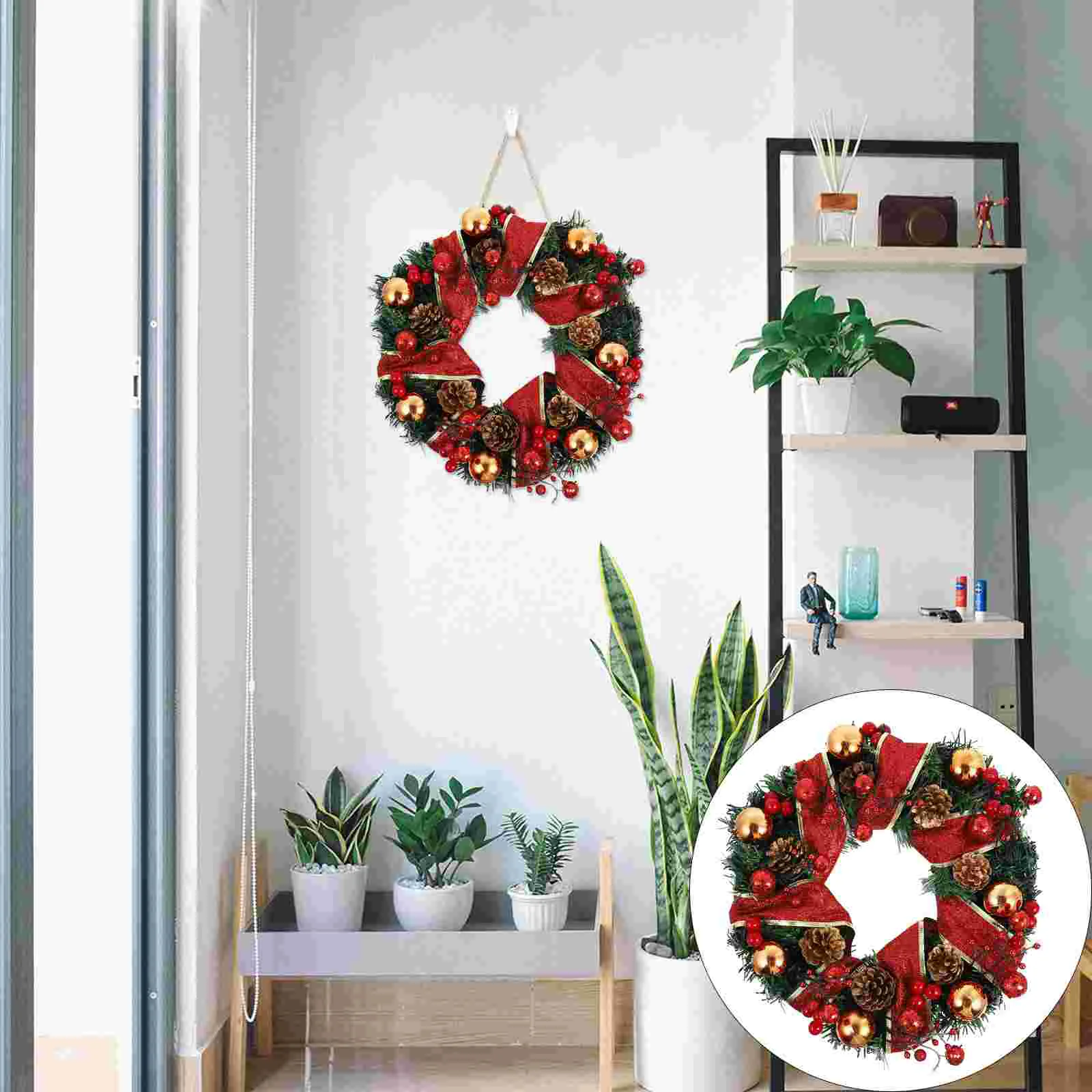 

Wreath Christmas Hanging Pendant Garland Festival Reef Flowerpine Cone Led Decorative Decoration Tree Fireplace Light