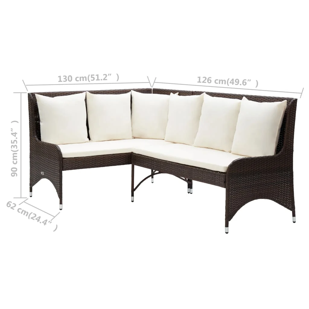 

Outdoor Patio Garden Day Bed Corner Sofa Furniture Seating 2 pcs Poly Rattan Brown