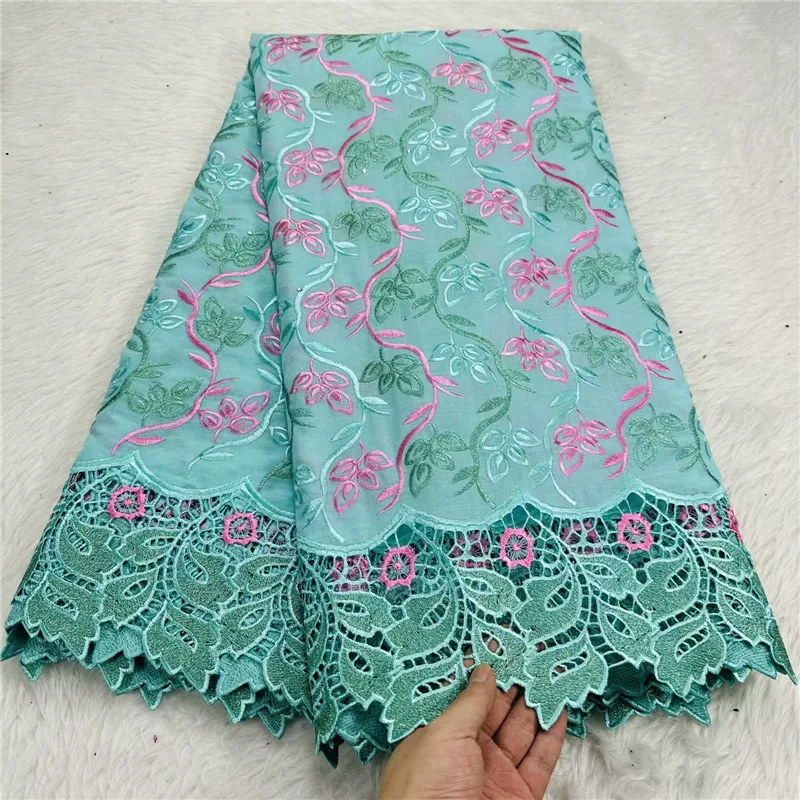 

5 ярдов, швейцарская вуаль, кружевная ткань, тяжелая вышивка бисером, Африканский высококачественный 100% хлопок с бриллиантами, популярный Дубайский стиль WQ10905