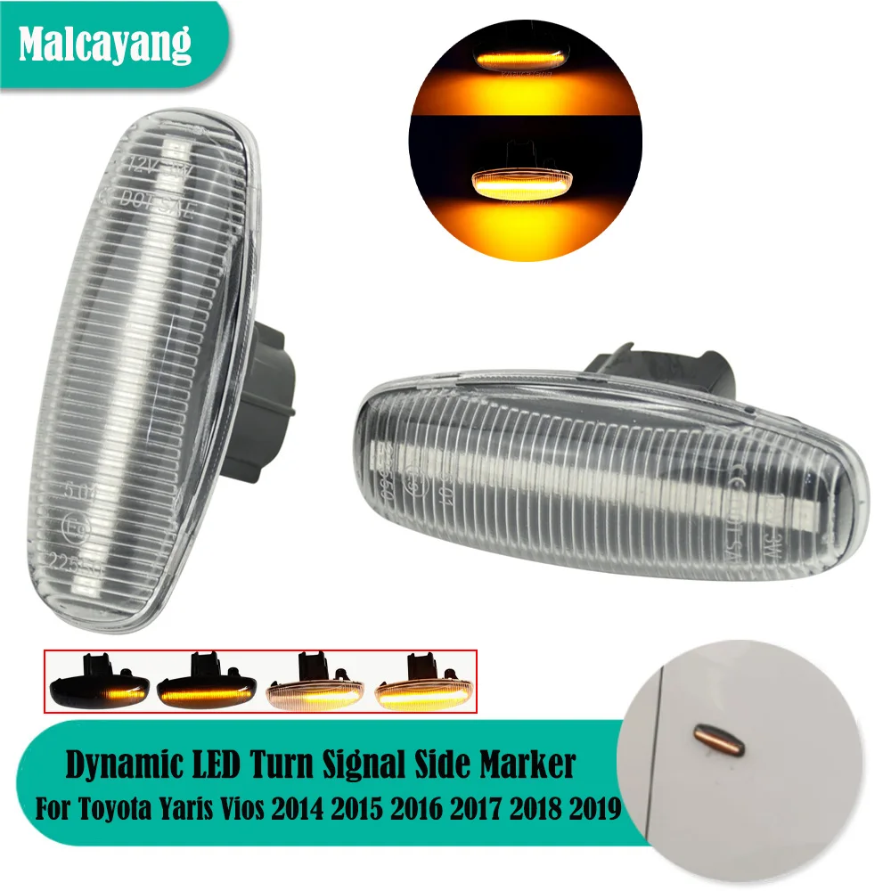 

Фонари для текущей воды, динамические боковые габаритные огни, желтый сигнал поворота, Стайлинг автомобиля для Toyota Yaris Vios 2014 2015 2016-2019