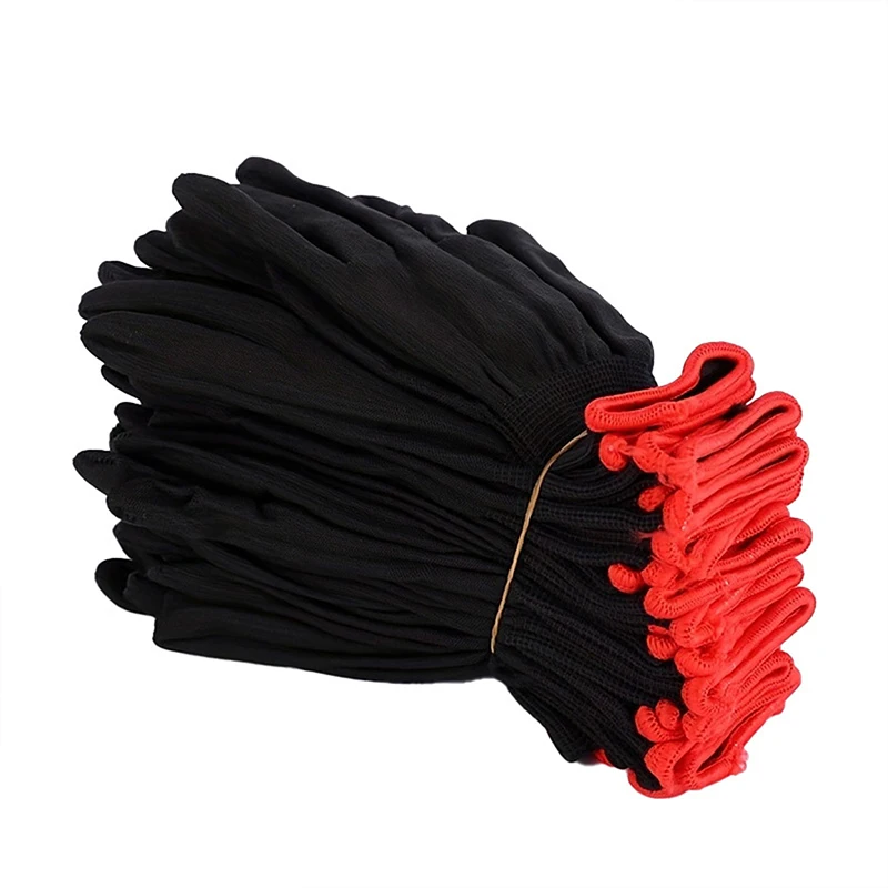 

6 пар прочных черных нейлоновых перчаток для домашнего ремонта и садовых работ