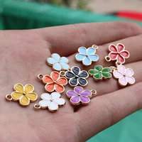 20pcs colorful little flowers enamel charms alloy five petals pendants fit earrings bracelet diy material jewelry accessories