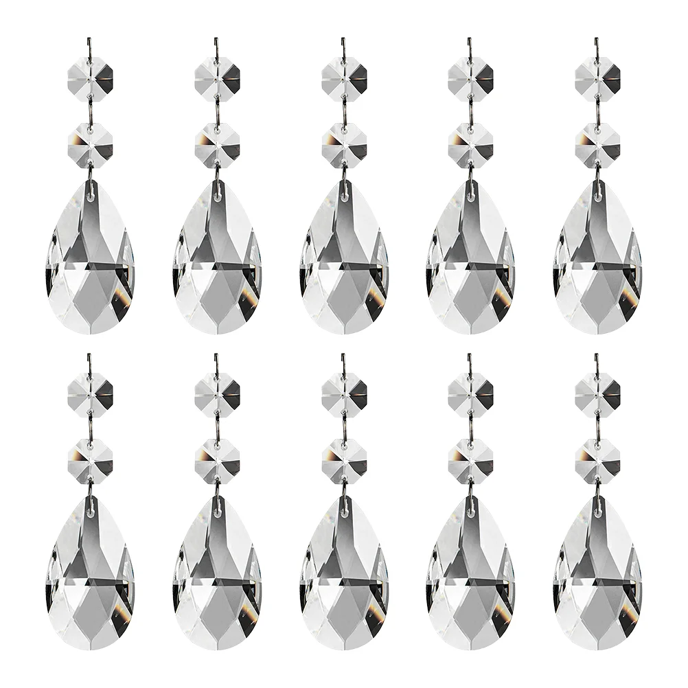 

10pcs Clear Teardrop Crystal Chandelier Pendant Crystals Beads Hangings