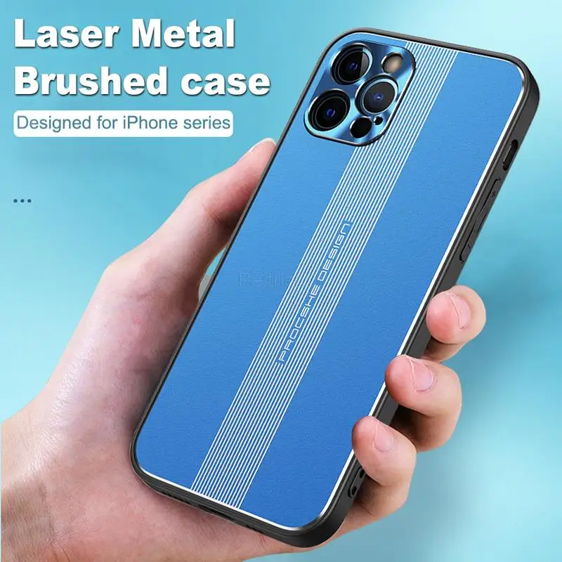 Luxury Drawing Metal Frame Phone Case For iPhone 11 12 13 Mini Pro Max XS XR X SE 2020 7 8 Plus Lens Protection Car Magnet Cover |