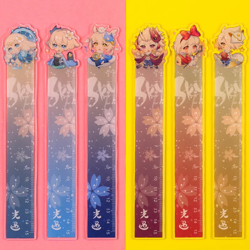 

15CM Anime Ruler Sky Children of Light Rulers Owl Alef Daleth Cartoon Drafting Supplies Student Stationery School Supply Kawaii