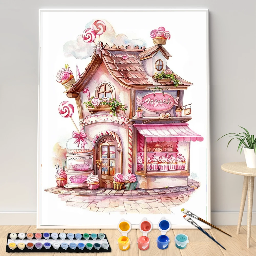 Картина по номерам ручная десертная хижина и столовая машина набор для взрослых