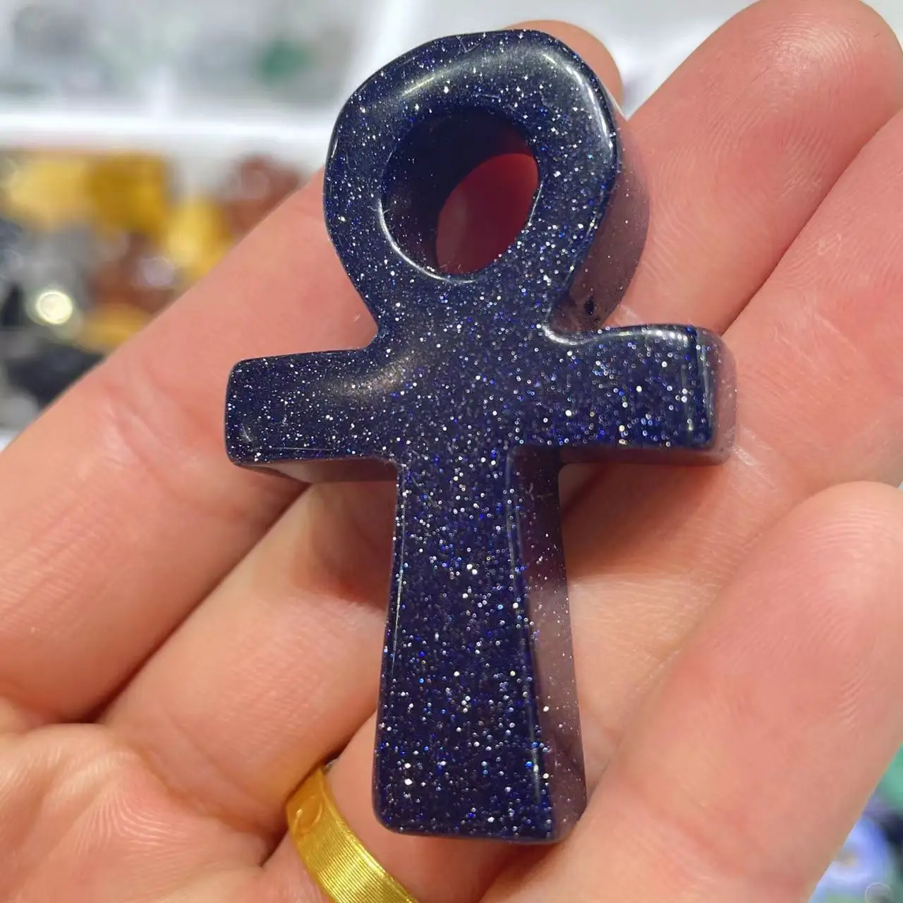

Natural blue sands hand carved crystal healing