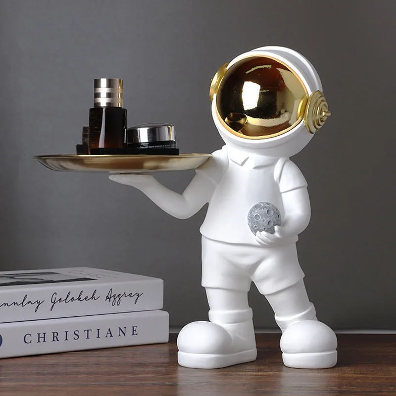 

Resin Creative Astronaut Porch Key Storage Figurines Living Room Desktop Tray Office Interior Decoration Object Items