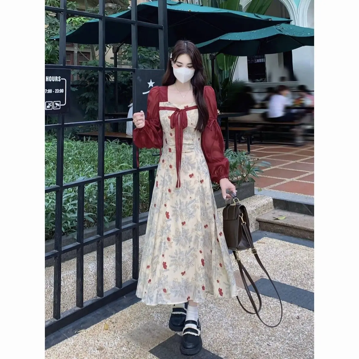 Женское шифоновое платье большого размера с длинным рукавом прикрывающее живот