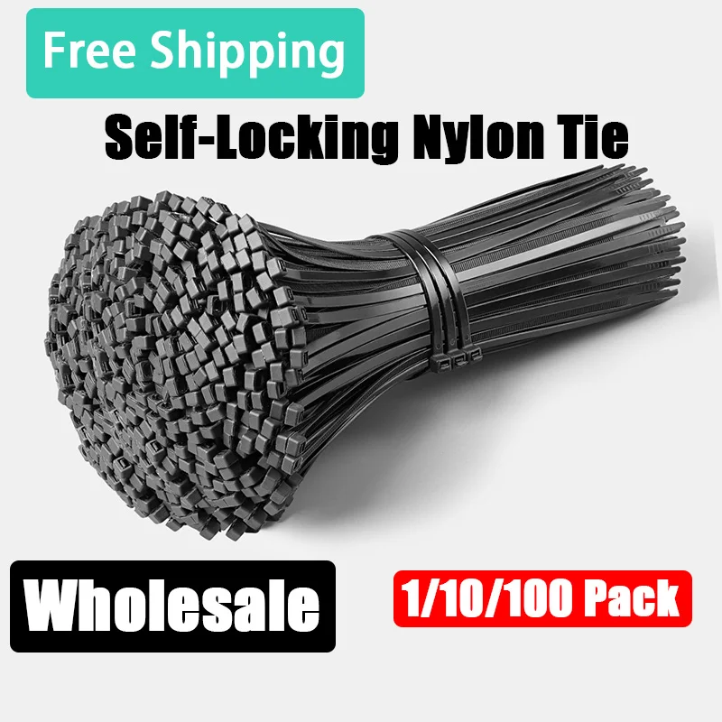 

Self Locking Plastic Nylon Cable Tie Black 3X300mm Cable Tie Fastening Ring 3X200mm Cable Tie Zip Wraps Strap Tie 3*100 3*150