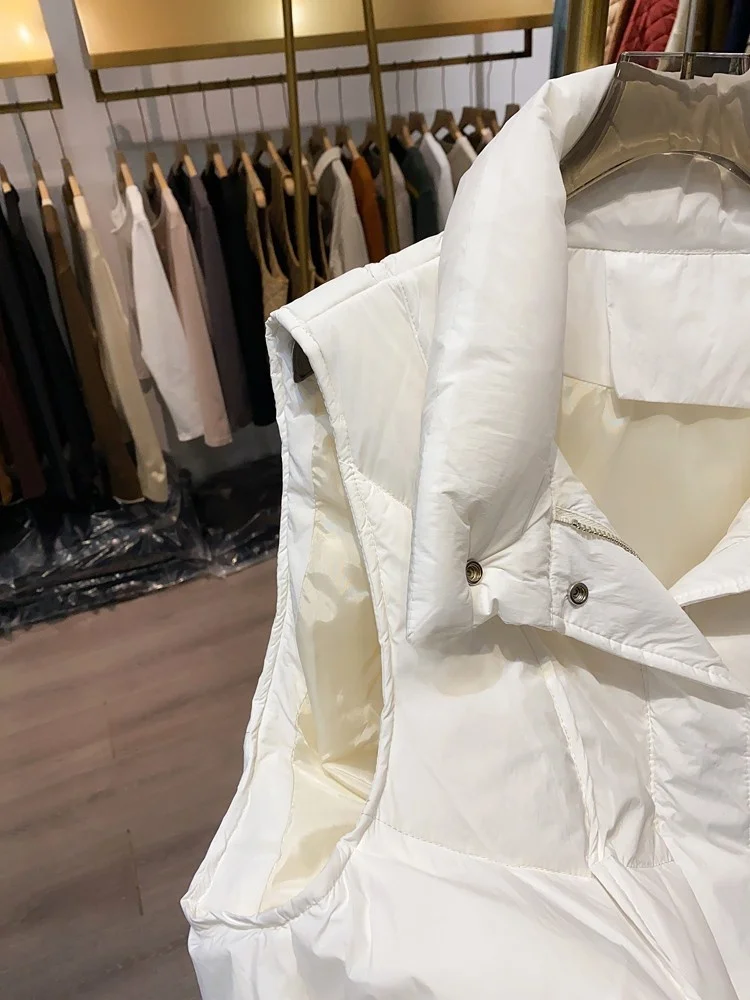 [Xiaoai Stall Real Shot] Новый однотонный многослойный жилет с воротником-стойкой женский