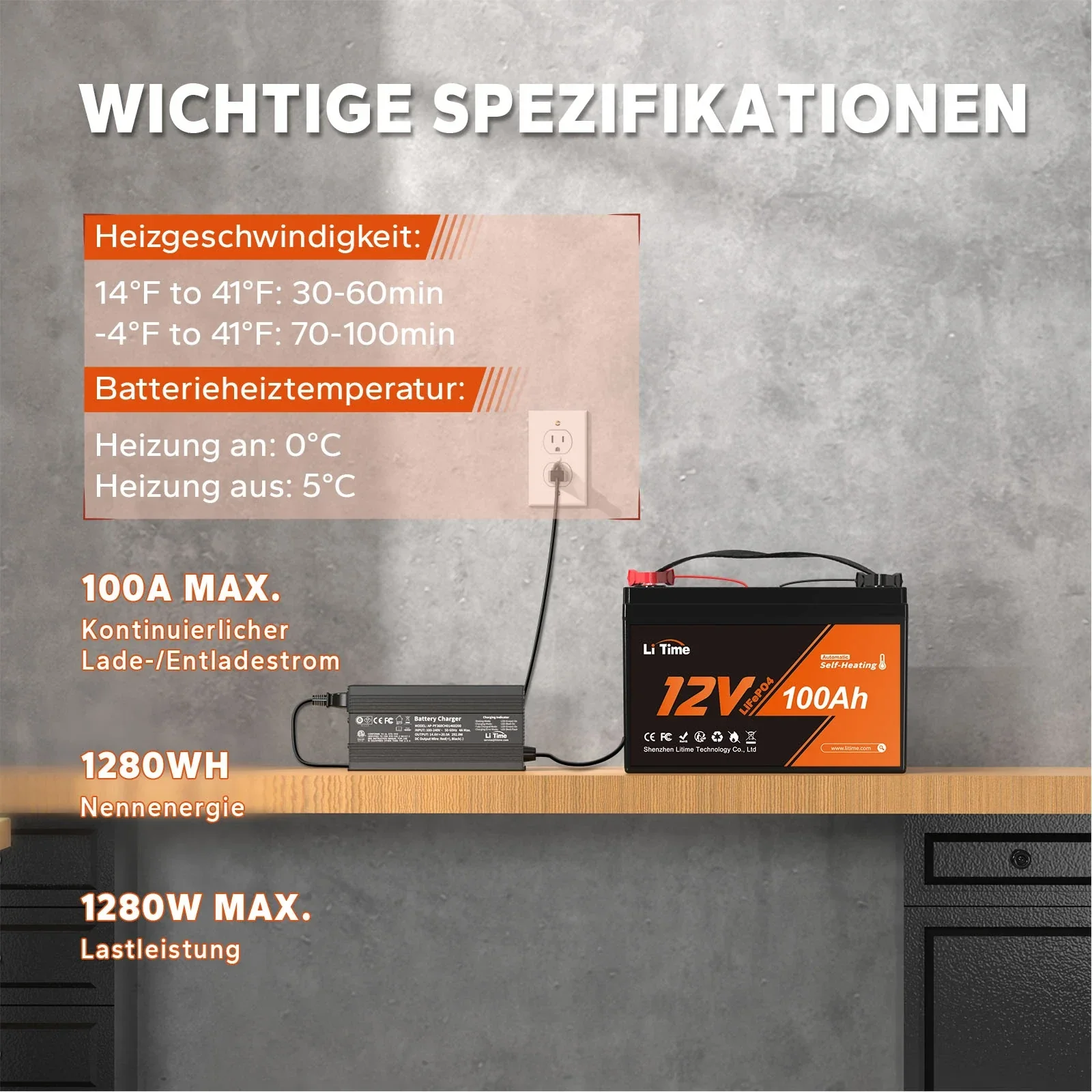 Фото 12 В 100 Ач Selbsterhitzender Lithium-Ionen-Akku 5är общества Wohnmobile/Trolling-Motoren/Off-Grid LiFePO4 Batterie №2