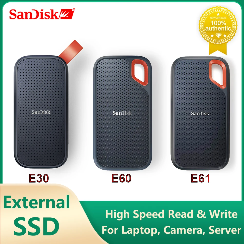 Портативный жесткий диск SanDisk SSD E30 E60 E61 4 ТБ 2 1 480 ГБ USB3.2 TypeC/A E81 внешний для ноутбука