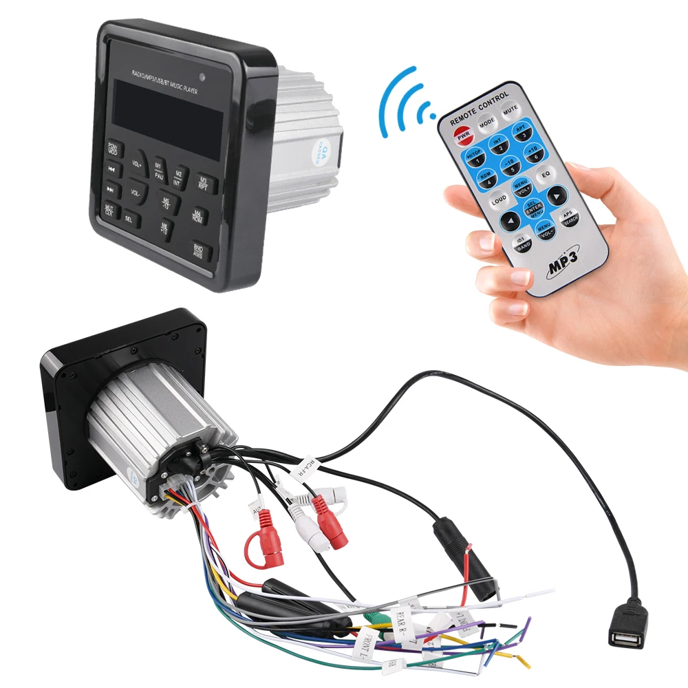 

Радиоприемник для лодки, стерео морская аудиосистема, USB, Bluetooth, FM-плеер, Водонепроницаемый проводной пульт дистанционного управления для Yamaha Wave Runner Jet Ski ATV