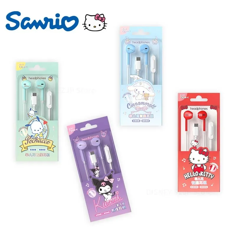 Sanrio Kuromi подвесные серии Наушники Hello Kitty проводные наушники-вкладыши Cinnamoroll Kawaii