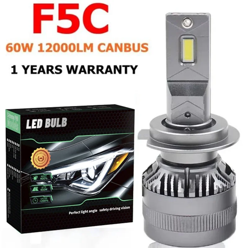 

F5C 120W 12000LM H7 Светодиодная лампа Комплект светодиодных фар H7 Противотуманные фары H7 H8 H11 H1 9005 H16 9004 H4 Автомобильные светодиодные лампы Светодиодные фары Лампа