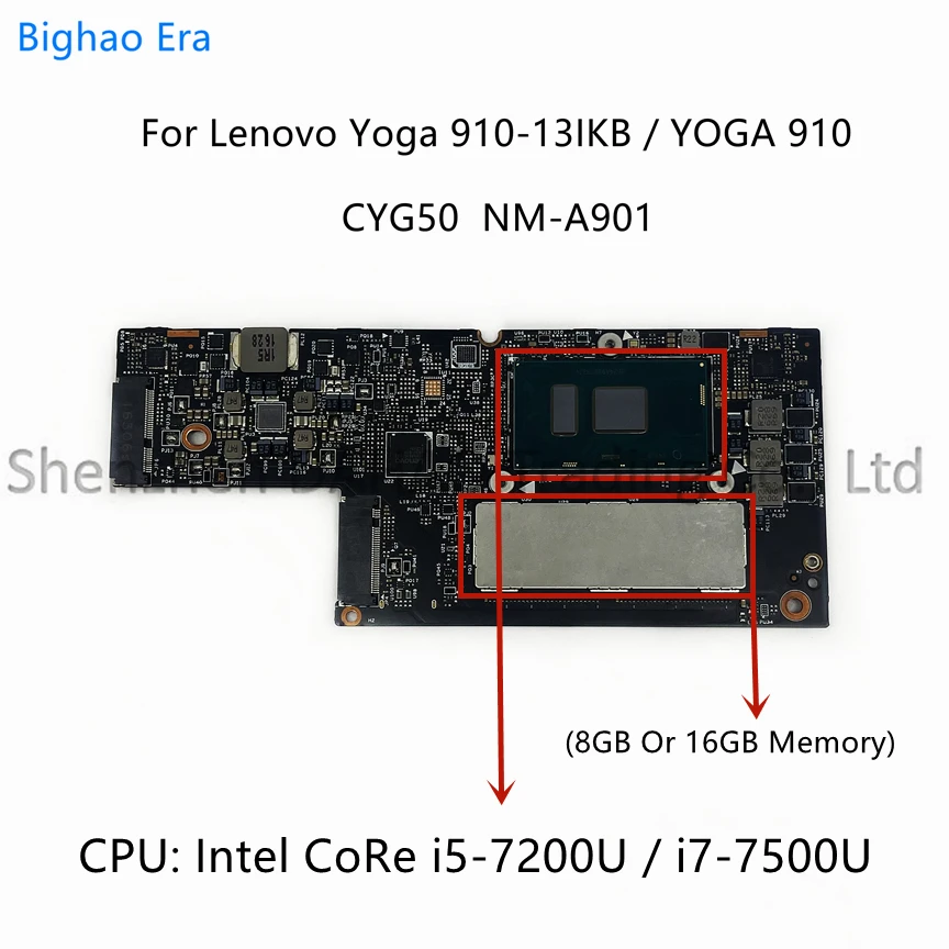 Материнская плата для ноутбука Lenovo YOGA 910 Yoga 910-13IKB со стандартным ЦПУ 8 ГБ/16 ГБ, Memody CYG50 i5-7200U Fru:5B20M35011