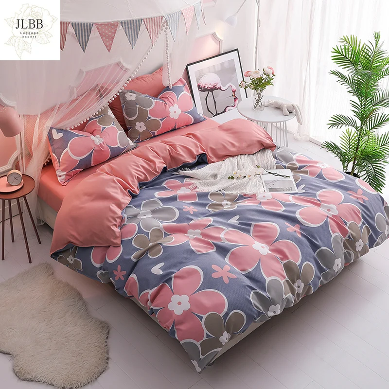 

Korean flower bedding sets pink blue girls duvet cover sets beautiful twin full queen king size flat sheet pillowcase bedclothes