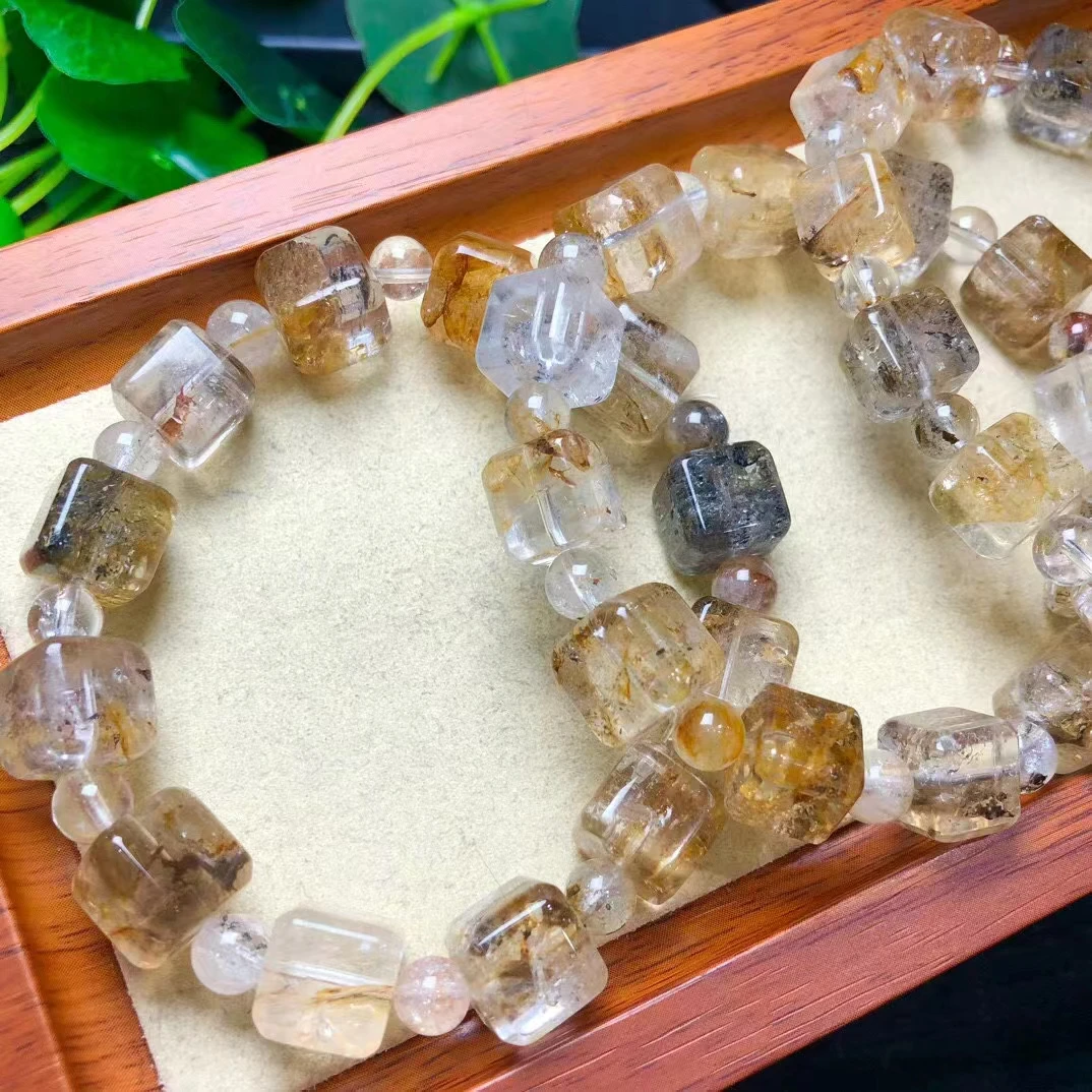 

Hot sale natural semi precious stone sparkling herkimer diamond bracelet for gift