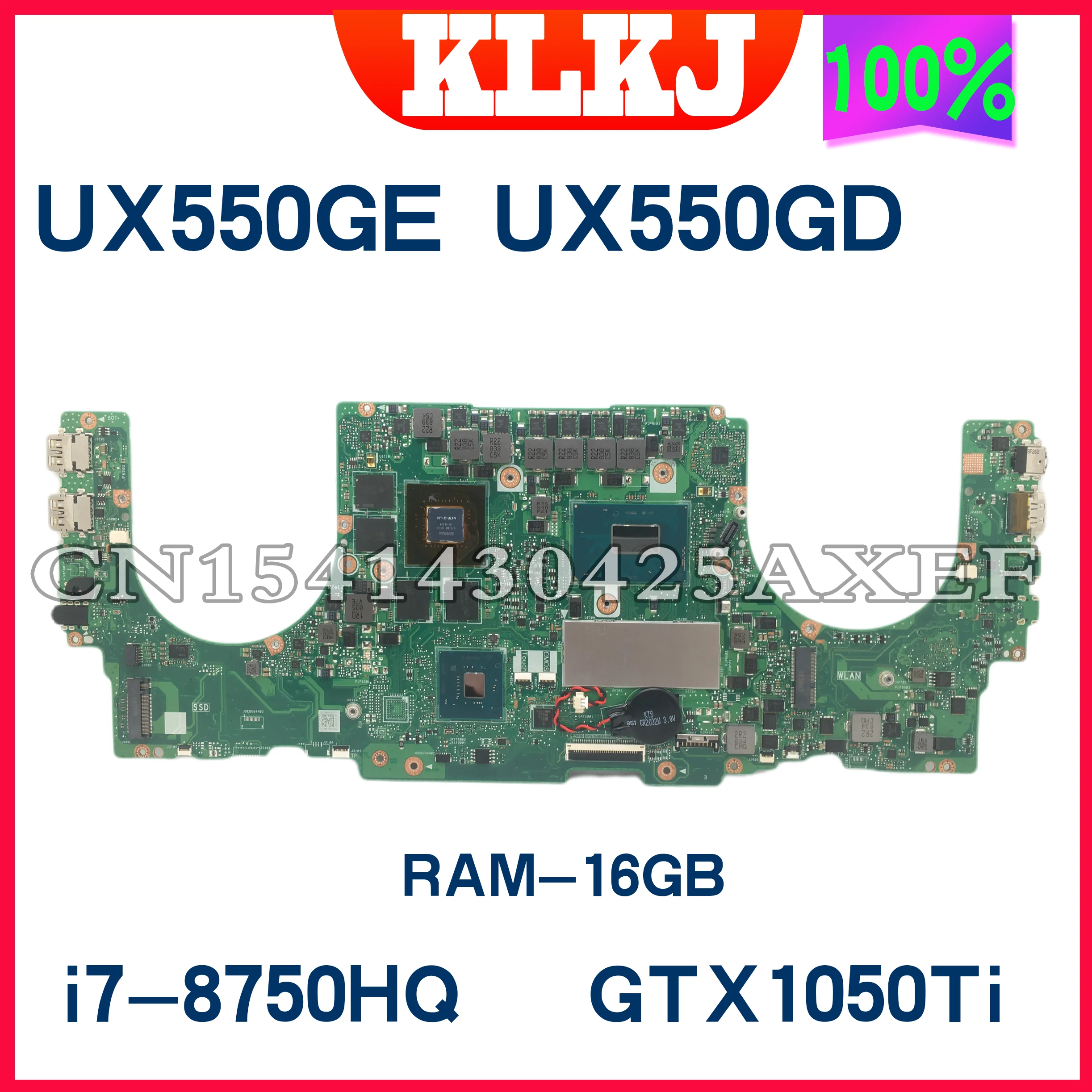

Материнская плата Dinzi New UX550GE для ноутбука ASUS ZenBook Pro 15 UX550GD UX550GDX UX550GEX, материнская плата I7-8750H 16G-RAM