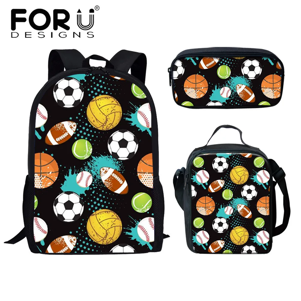 Школьный рюкзак FORUDESIGNS для мальчиков и девочек-подростков, вместительный студенческий рюкзак для учеников с футбольным принтом, повседневн...