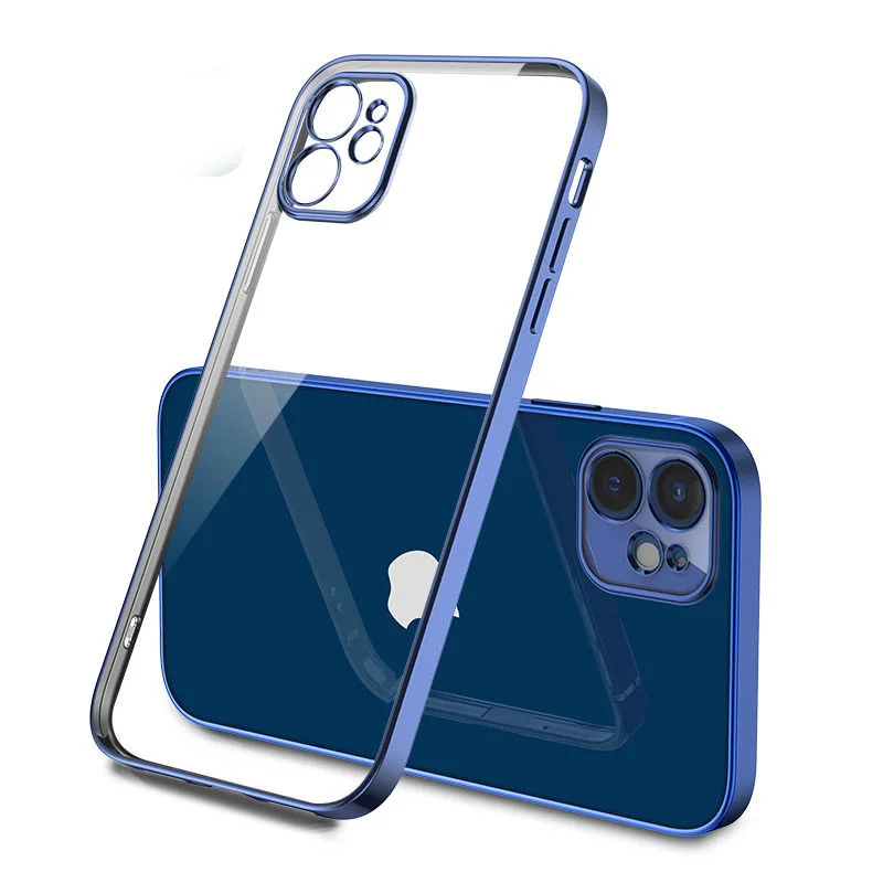 

Luxury Plating Transparent Case For iPhone 13 12 11 Pro Max Full Lens Cover For Apple XR X XS 7 8 Plus SE 2 Shockproof coque