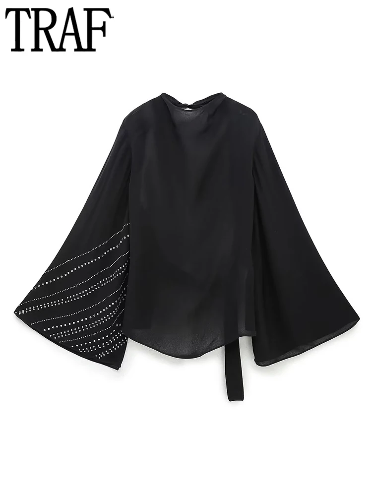 

Блузка женская с открытой спиной, с длинным рукавом и поясом