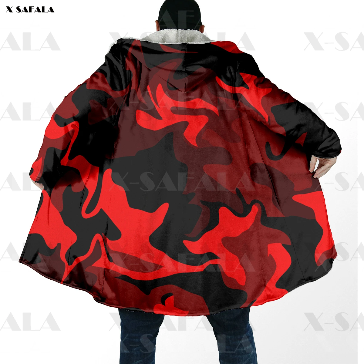

Red Hot Camo Special Army Design Printed Hoodie Coat Hooded Blanket Cloak Thick Jacket Cotton Pullovers Dunnes Overcoat