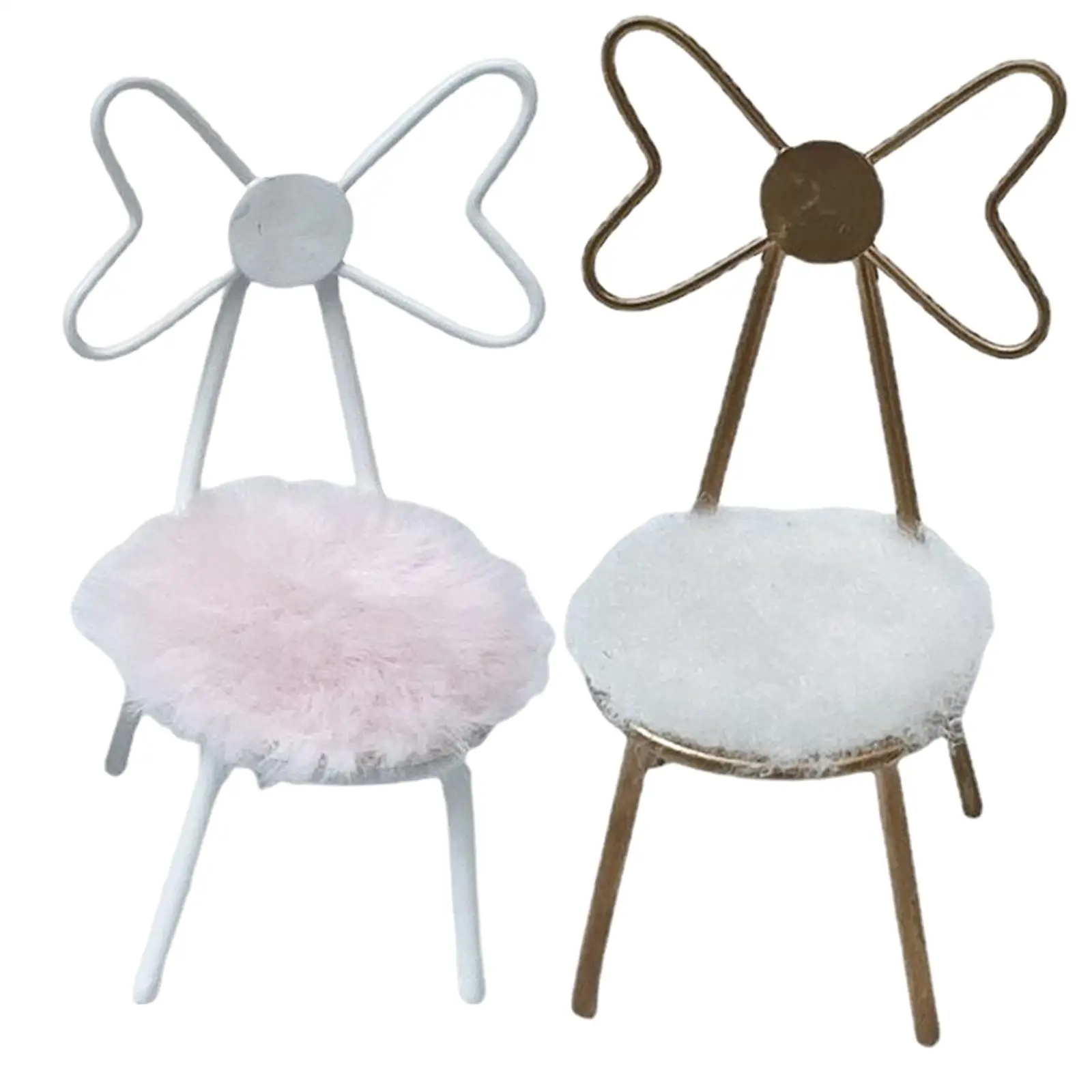 

1:12 Scale Doll House Metal Chair with Plush Cushion Bedroom Decor Simple