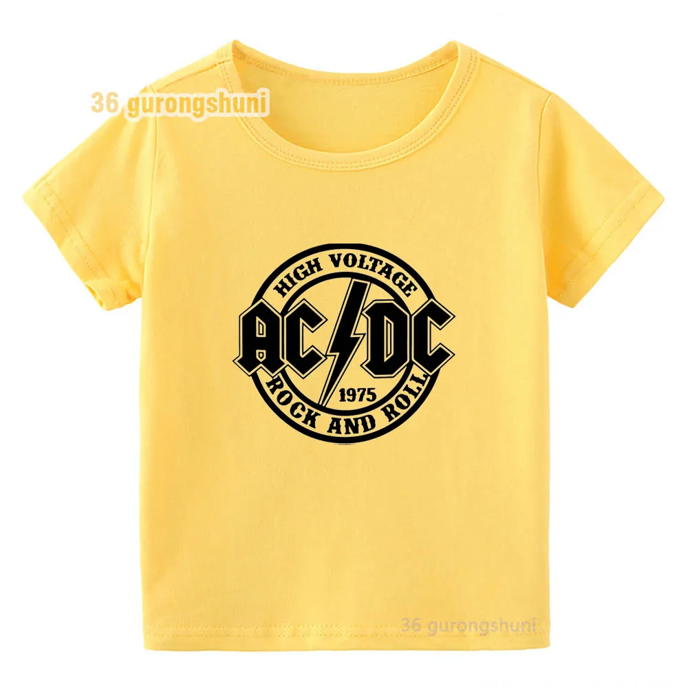 Футболка для мальчиков, одежда ACDC, детская футболка, футболки для маленьких девочек, желтые футболки с графическим рисунком, детская одежда, летняя одежда для мальчиков с коротким рукавом (art.: 3920d13e67367) - 3920d13e67367