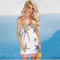 brand design fungus edge heavy industry nail bead sexy suspender dress spring and summer 2022 new womens wear mini dress